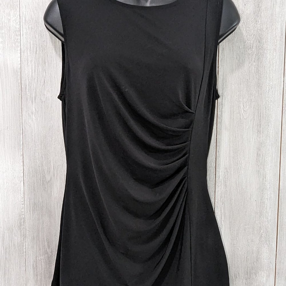 DKNY Black Side Ruched Top Size L